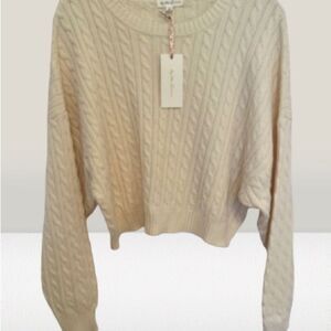 Cream Cable Knit Crew Sweater NWT!